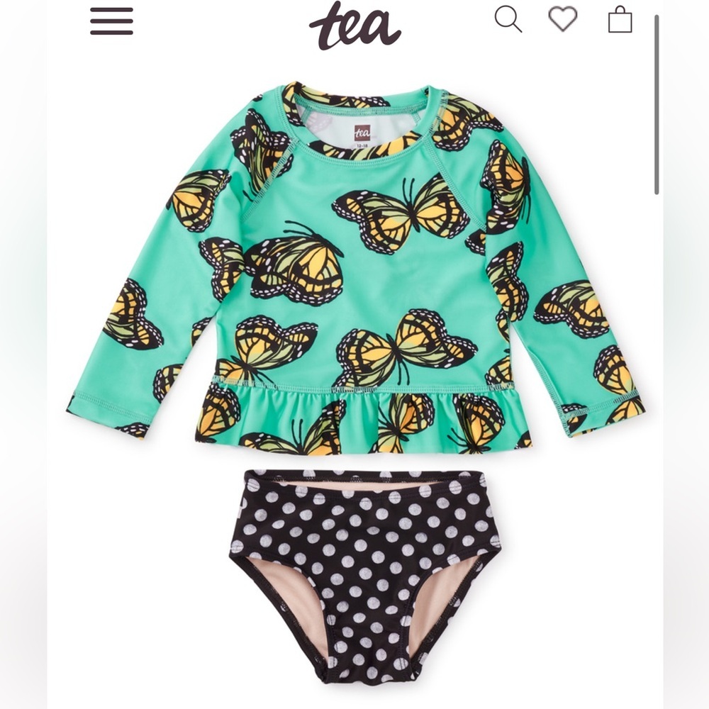 Tea Collection Butterfly Rash Guard  Swimsuit Set Toddler Girl 18-24 months